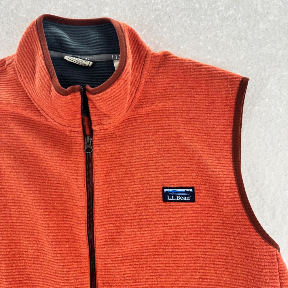 L.L. Bean - Fleece Vest Ribbed Full Zip 521644 - Orange - XXL - Mens - Picture 3 of 8